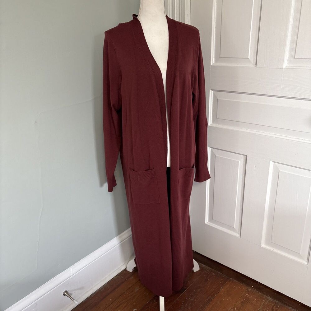 Torrid Everyday Soft Duster Open‎ Front Cardigan Sweater Red Size 2 2X Long